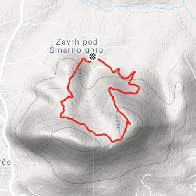 Zemljevid poti Izhodišče Zavrh